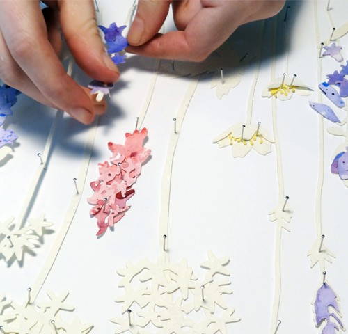 Paper cut forest floor